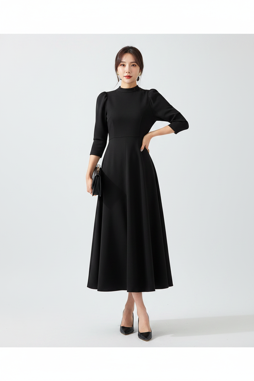 Modelo con vestido negro