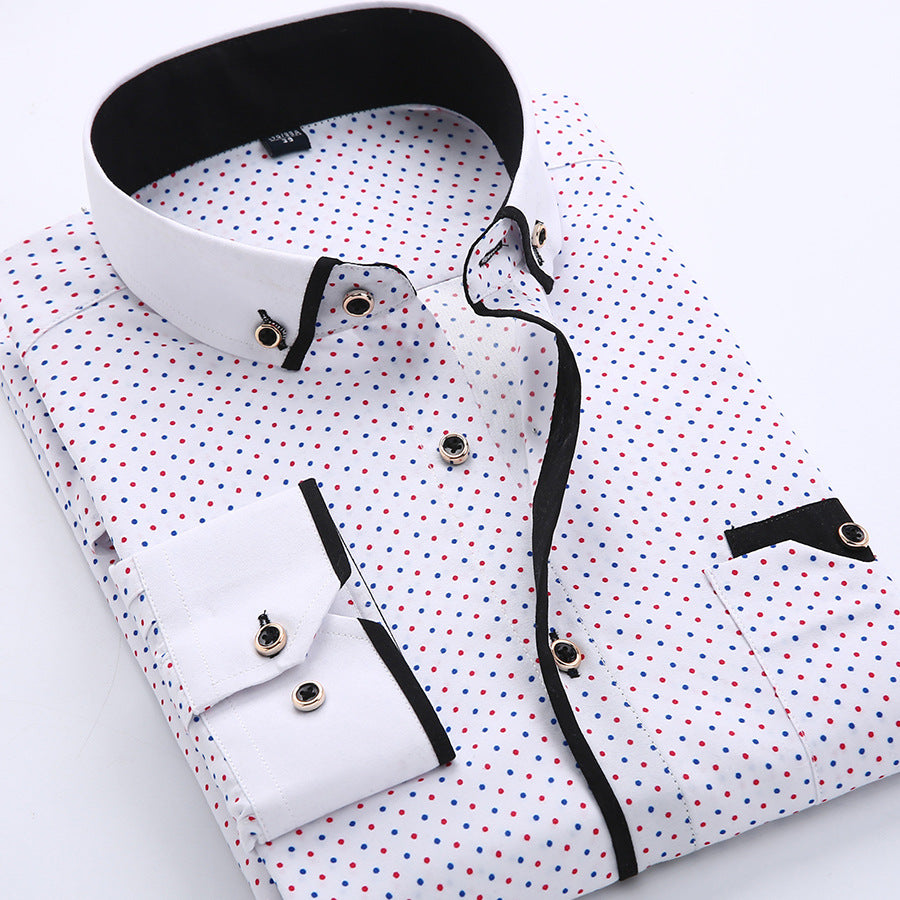 Camisa Dotté™ Premium Hombre | Manga Larga Slim Fit Estampado Puntos