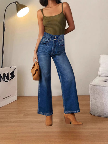Jean Denim Luxe™ Premium Mujer | Pantalón Wide Leg Tiro Medio