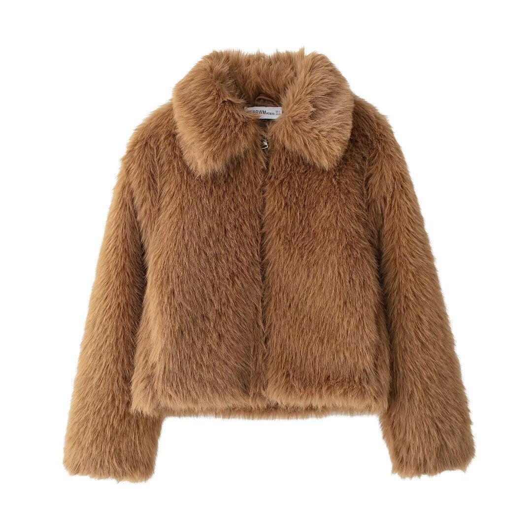 Abrigo Élégance™ | Chaqueta Femenina Efecto Piel con Cuello Solapa