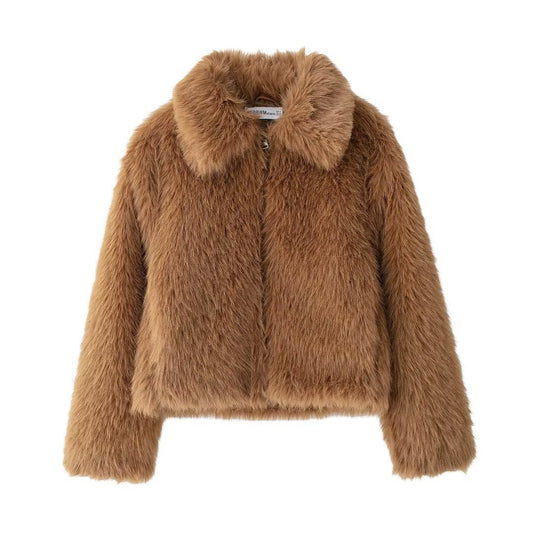Abrigo Élégance™ | Chaqueta Femenina Efecto Piel con Cuello Solapa