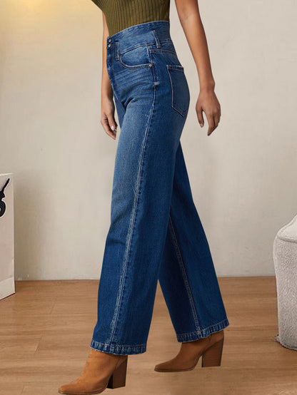 Jean Denim Luxe™ Premium Mujer | Pantalón Wide Leg Tiro Medio