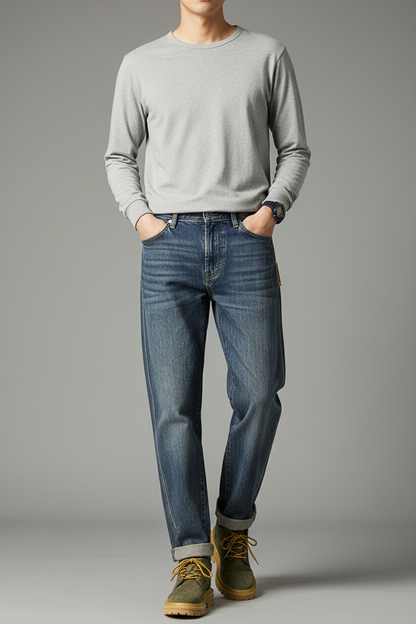 Jean Forge™ Premium Hombre | Pantalón Recto Tiro Medio Denim
